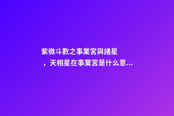 紫微斗數之事業宮與諸星，天相星在事業宮是什么意思？